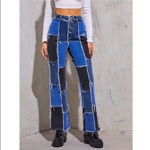 Patch pattern jeans